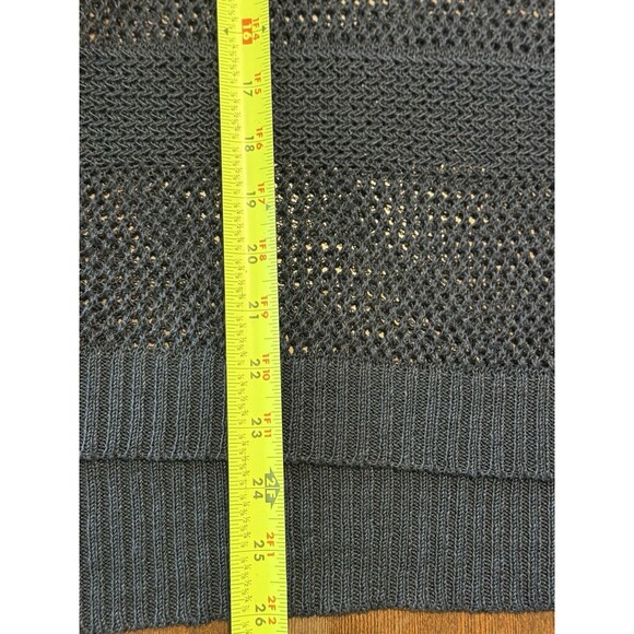 Joan Vass Navy Blue Linen Cotton Oversize Mesh Sheer Boxy Striped Sweater O/S - Picture 8 of 8